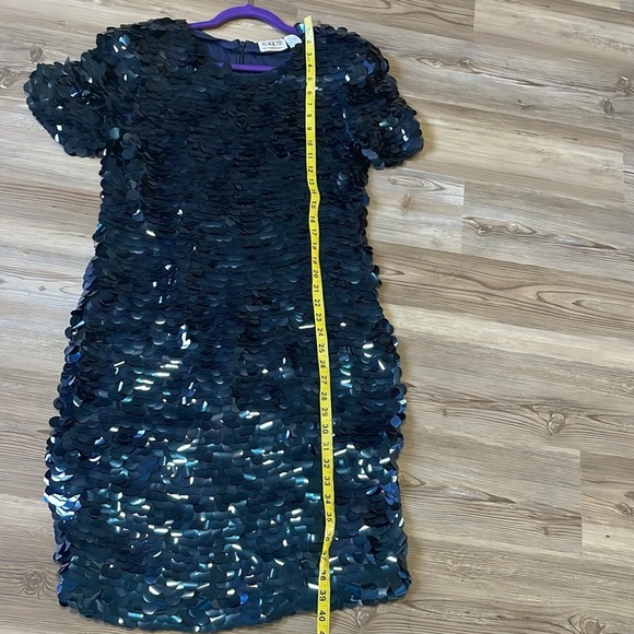 Black Tie  He-Ro Industries Vintage sequined dress Navy Silk Cocktail Evening 14 - Picture 10 of 13